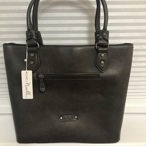 Simply Noelle Dark Taupe Faux Leather tote bag